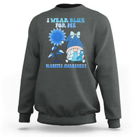 I Wear Blue For Me Diabetes Awareness Gnome Girl Women Warrior Diabetic Sweatshirt - Wonder Print Shop