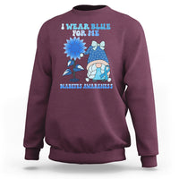 I Wear Blue For Me Diabetes Awareness Gnome Girl Women Warrior Diabetic Sweatshirt - Wonder Print Shop