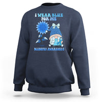 I Wear Blue For Me Diabetes Awareness Gnome Girl Women Warrior Diabetic Sweatshirt - Wonder Print Shop