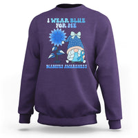 I Wear Blue For Me Diabetes Awareness Gnome Girl Women Warrior Diabetic Sweatshirt - Wonder Print Shop