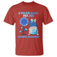 I Wear Blue For Me Diabetes Awareness Gnome Girl Women Warrior Diabetic T Shirt - Wonder Print Shop
