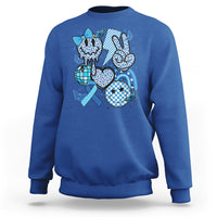 In November We Wear Blue T1D T2D Diabetes Awareness Retro Groovy Sweatshirt - Wonder Print Shop