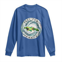Pray For Jamaica Hurricane Support Long Sleeve Shirt Strong Island Map and Storm Graphic