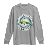 Pray For Jamaica Hurricane Support Long Sleeve Shirt Strong Island Map and Storm Graphic