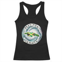 Pray For Jamaica Hurricane Support Racerback Tank Top Strong Island Map and Storm Graphic