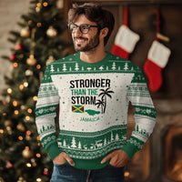 Stronger Than The Storm Jamaica Ugly Christmas Sweater Resilience and Hope Hurricane Awareness