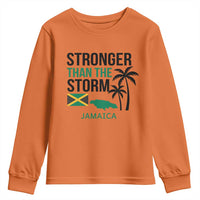 Stronger Than The Storm Jamaica Youth Sweatshirt Resilience and Hope Hurricane Awareness