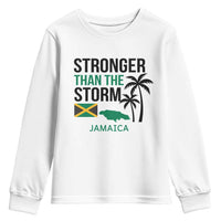 Stronger Than The Storm Jamaica Youth Sweatshirt Resilience and Hope Hurricane Awareness