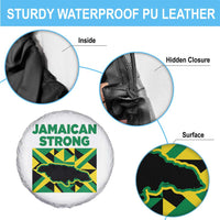 Jamaican Strong Resilience Geometric Flag Spare Tire Cover Abstract Island Map and Heritage