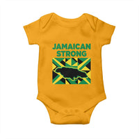 Jamaican Strong Resilience Geometric Flag Baby Onesie Abstract Island Map and Heritage