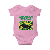 Jamaican Strong Resilience Geometric Flag Baby Onesie Abstract Island Map and Heritage