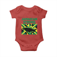 Jamaican Strong Resilience Geometric Flag Baby Onesie Abstract Island Map and Heritage