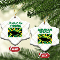 Jamaican Strong Resilience Geometric Flag Ceramic Ornament Abstract Island Map and Heritage