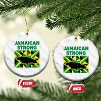 Jamaican Strong Resilience Geometric Flag Ceramic Ornament Abstract Island Map and Heritage