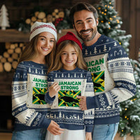 Jamaican Strong Resilience Geometric Flag Ugly Christmas Sweater Abstract Island Map and Heritage
