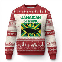 Jamaican Strong Resilience Geometric Flag Ugly Christmas Sweater Abstract Island Map and Heritage