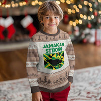 Jamaican Strong Resilience Geometric Flag Ugly Christmas Sweater Abstract Island Map and Heritage