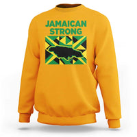 Jamaican Strong Resilience Geometric Flag Sweatshirt Abstract Island Map and Heritage