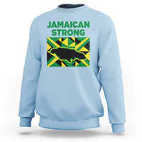 Jamaican Strong Resilience Geometric Flag Sweatshirt Abstract Island Map and Heritage