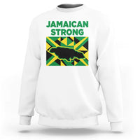 Jamaican Strong Resilience Geometric Flag Sweatshirt Abstract Island Map and Heritage