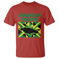 Jamaican Strong Resilience Geometric Flag T Shirt Abstract Island Map and Heritage