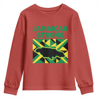 Jamaican Strong Resilience Geometric Flag Youth Sweatshirt Abstract Island Map and Heritage