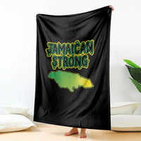 Jamaican Strong Resilience Graphic Throw Blanket Caribbean Island Map Silhouette