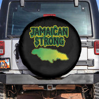 Jamaican Strong Resilience Graphic Spare Tire Cover Caribbean Island Map Silhouette