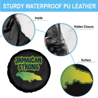 Jamaican Strong Resilience Graphic Spare Tire Cover Caribbean Island Map Silhouette