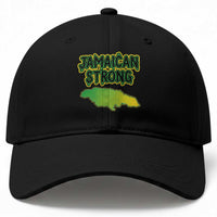 Jamaican Strong Resilience Graphic Baseball Cap Caribbean Island Map Silhouette