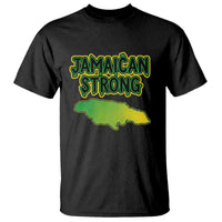 Jamaican Strong Resilience Graphic T Shirt Caribbean Island Map Silhouette