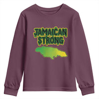 Jamaican Strong Resilience Graphic Youth Sweatshirt Caribbean Island Map Silhouette