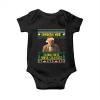 Funny Ed Gein Christmas Meme Baby Onesie Drinking Wine Eating This Sinful Cold Cuts Viral Scene - Wonder Print Shop