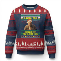 Funny Ed Gein Christmas Meme Ugly Christmas Sweater Drinking Wine Eating This Sinful Cold Cuts Viral Scene - Wonder Print Shop