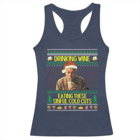 Funny Ed Gein Christmas Meme Racerback Tank Top Drinking Wine Eating This Sinful Cold Cuts Viral Scene - Wonder Print Shop