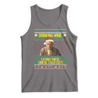 Funny Ed Gein Christmas Meme Tank Top Drinking Wine Eating This Sinful Cold Cuts Viral Scene - Wonder Print Shop