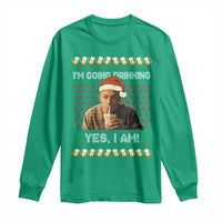 Funny Ed Gein Drinking Wine Long Sleeve Shirt Im Going Drinking Yes I Am Christmas Meme - Wonder Print Shop