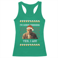 Funny Ed Gein Drinking Wine Racerback Tank Top Im Going Drinking Yes I Am Christmas Meme - Wonder Print Shop