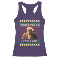 Funny Ed Gein Drinking Wine Racerback Tank Top Im Going Drinking Yes I Am Christmas Meme - Wonder Print Shop