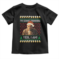 Funny Ed Gein Drinking Wine Toddler T Shirt Im Going Drinking Yes I Am Christmas Meme - Wonder Print Shop