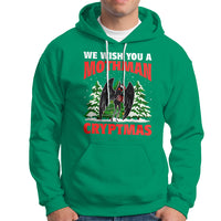 Mothman Christmas Hoodie We Wish You A Mothman Cryptmas Cryptid Cryptidcore - Wonder Print Shop