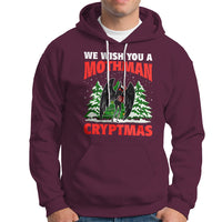 Mothman Christmas Hoodie We Wish You A Mothman Cryptmas Cryptid Cryptidcore - Wonder Print Shop