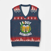 Funny St Patricks Day V-Neck Knit Sweater Vest I Love Day Drinking Beer Lover Drink Team - Wonder Print Shop
