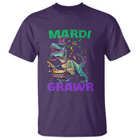 Funny Mardi Gras Dinosaur T Shirt Mardi Grawr Rex - Wonder Print Shop