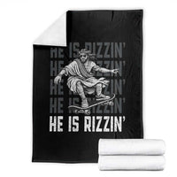 He Is Rizzin Funny Christian Easter Skateboarding Jesus Meme Throw Blanket Faith Humor Trendy Youth Gift