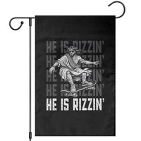 He Is Rizzin Funny Christian Easter Skateboarding Jesus Meme Garden Flag Faith Humor Trendy Youth Gift
