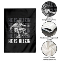He Is Rizzin Funny Christian Easter Skateboarding Jesus Meme Garden Flag Faith Humor Trendy Youth Gift