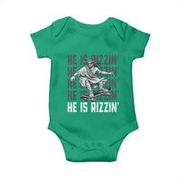 He Is Rizzin Funny Christian Easter Skateboarding Jesus Meme Baby Onesie Faith Humor Trendy Youth Gift