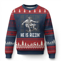 He Is Rizzin Funny Christian Easter Skateboarding Jesus Meme Ugly Christmas Sweater Faith Humor Trendy Youth Gift