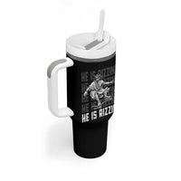 He Is Rizzin Funny Christian Easter Skateboarding Jesus Meme Tumbler With Handle Faith Humor Trendy Youth Gift